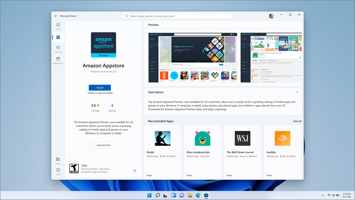 微软预告 Win11 安卓子系统WSA会支持 DRM 保护的高分辨率视频流
