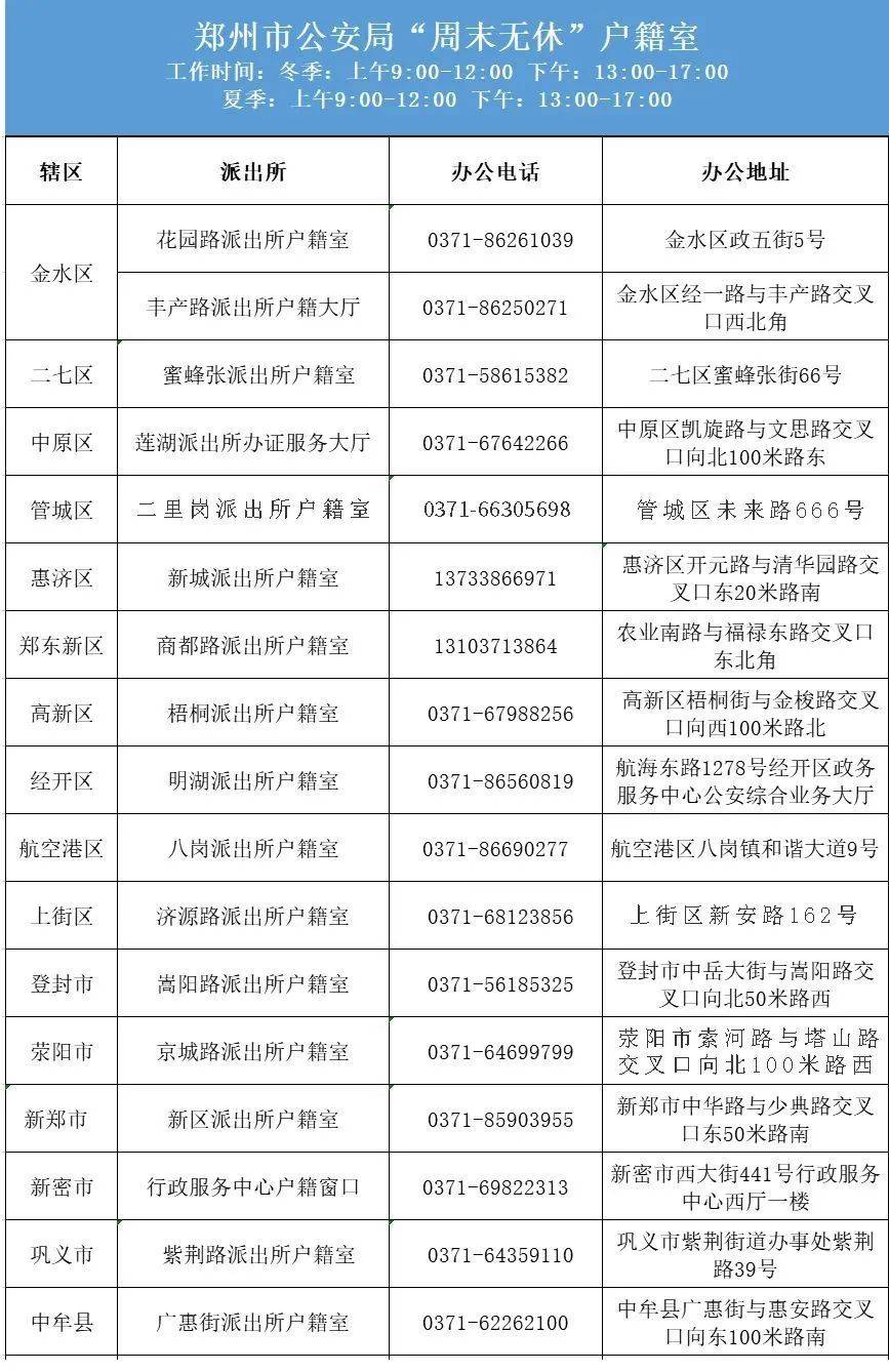 周六日也能办理业务！郑州这些户籍室“周末无休”